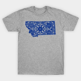 Blue Montana State Gift Mandala Yoga MN Art T-Shirt